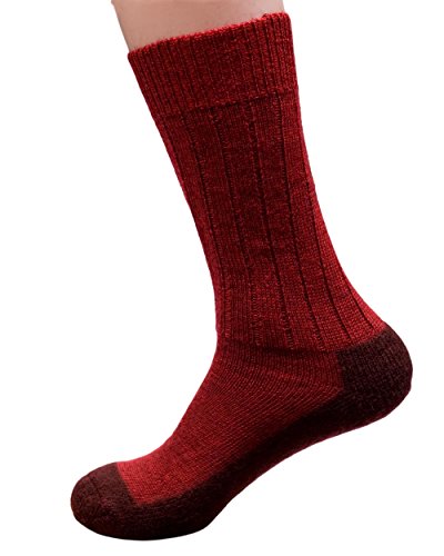 Hirsch Natur, Trekking Socken mit gewalkter Sohle, 100% Wolle (kbT) (42/43, Mohnrot/Andora) von Hirsch Natur