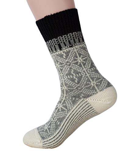 Hirsch Natur, Umschlag-Socken, 100% Wolle (kbT) (44/46, Hellgrau/Natur) von Hirsch Natur