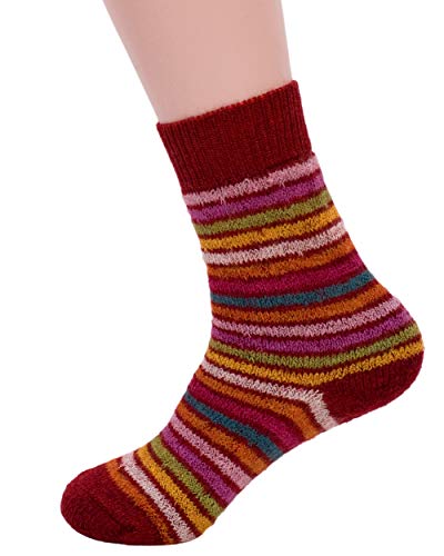 Hirsch Natur, Vollplüsch Ringel Socken, 100% Wolle (36/37, Rot-Ringel) von Hirsch Natur