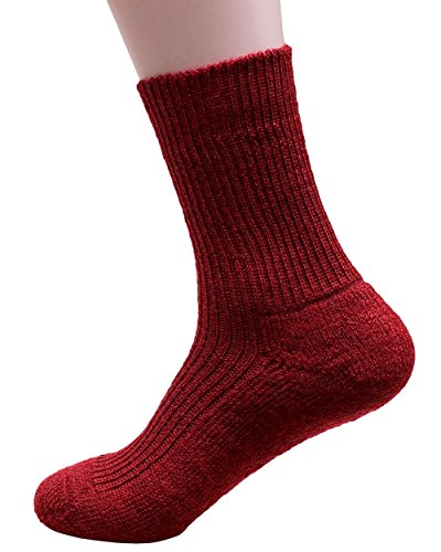 Hirsch Natur, Wollsocken mit Plüschsohle, 100% Wolle (kbT) (36/37, Weinrot) von Hirsch Natur