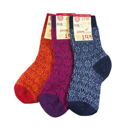 HIRSCH NATUR Kinder Norweger Socken reine Bio-Schurwolle, Flieder/Lila, Gr. 22/23 von HIRSCH NATUR