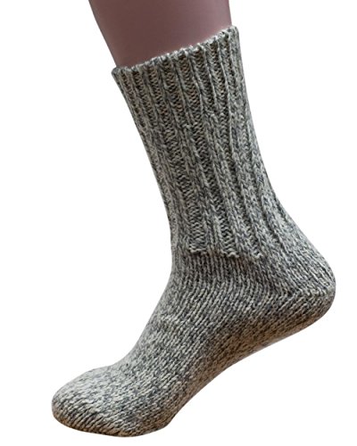 Hirsch Natur Norweger Socken, 100% Wolle (kbT), Graumeliert, 36-37 von Hirsch Natur