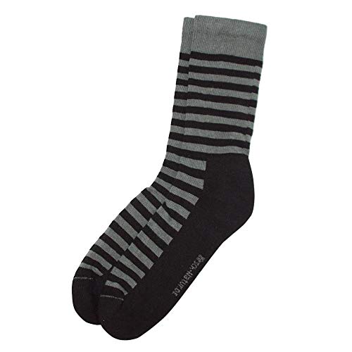 Hirsch Natur Ringel Socken mit Plüschsohle Bio-Baumwolle, Schwarz/Anthrazit, Gr. 38/39 von Hirsch Natur