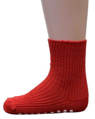 Hirsch Natur Stoppersocken für Kinder, 100% Schurwolle kbT (23-24, rot) von Hirsch Natur