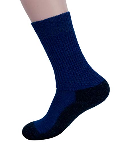 Hirsch Sports, Wollsocken/Wandersocken mit Plüschsohle, 100% Wolle (kbT) (36/37, Blau) von Hirsch Sports