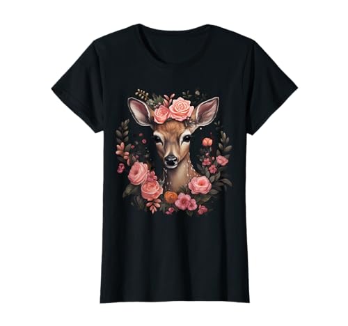 Hirsch T-Shirt Damen Trachtenshirt Dirndl Shirt Trachten T-Shirt Hirsch T-Shirt Damen Trachtenshirt Dirndl Shirt Trachten T-Shirt von Hirsch mit rosa Blumen Trachtenshirt Damen