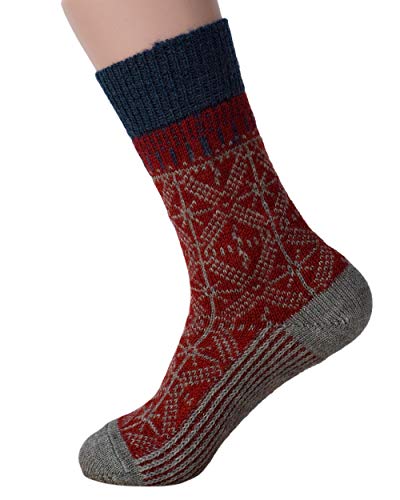 Hirsch Natur, Umschlag-Socken, 100% Wolle (kbT) (42/43, Mohn/Grau) von Hirsch Natur