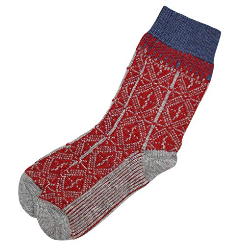 HIRSCH Natur, Umschlag-Socken, 100% Wolle (kbT) (42/43, Mohn/Grau) von Hirsch