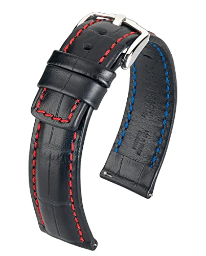HIRSCH Unisex Alligator Style Uhrenarmband Modell Grand Duke Größe Uhr 22 mm/Schließe 20 mm, Farbe Schwarz/rot von HIRSCH H