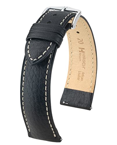 HIRSCH XS Damen Uhrenarmband Büffelkalb Modell Boston Farbe Schwarz, Größe Uhr 14 mm/Schließe 12 mm von HIRSCH