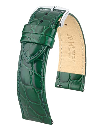 HIRSCH XS Damen Uhrenarmband Krokodil Style Modell Crocograin 18 mm Grün von HIRSCH