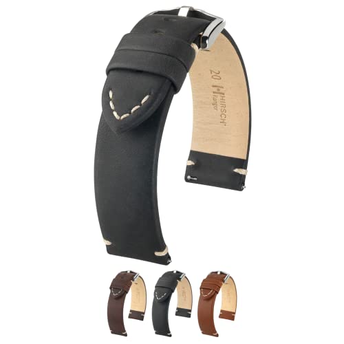 Hirsch Lederarmband für Uhren Ranger L 20 mm Schwarz 05402050-2-20 von HIRSCH H