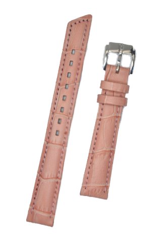 Hirsch Princess Uhrenarmband echtes Leder rosa matt Krokoprägung 14 mm Länge M von HIRSCH