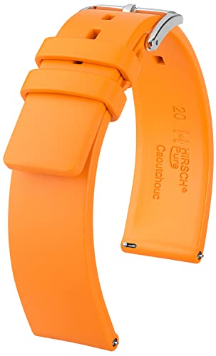 HIRSCH Uhren-Band Pure L - modisches Premium-Wechselband für Deine Armbanduhr - Orange - 20 mm von HIRSCH