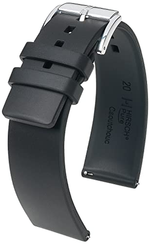 HIRSCH Uhren-Band Pure L - modisches Premium-Wechselband für Deine Armbanduhr - Schwarz - 20 mm von HIRSCH