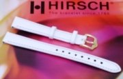 Hirsch Umbria Uhrenarmband echtes Kalbsleder glatt glänzend weiß 12 mm Länge M von Hirsch
