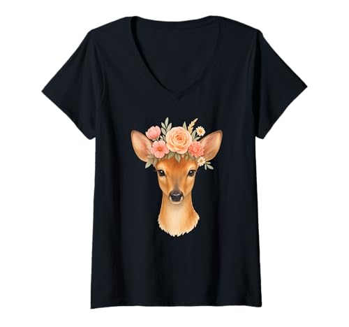 Damen Trachtenhemd Hirsch für das Oktoberfest T-Shirt mit V-Ausschnitt von Hirschhemd für das Oktoberfest 2025 tee