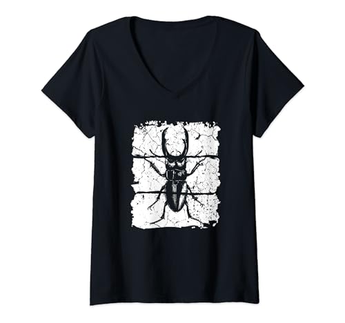 Damen Hirschkäfer Käfer Insekt T-Shirt mit V-Ausschnitt Damen Hirschkäfer Käfer Insekt T-Shirt mit V-Ausschnitt von Hirschkäfer Geschenk
