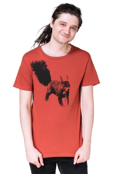 Hirschkind Bio- & Fair-Trade-Männershirt "Eichhörnchen" rostrot von Hirschkind