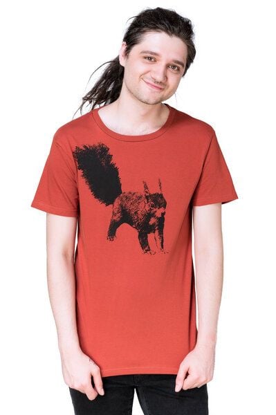 Hirschkind Bio- & Fair-Trade-Männershirt "Eichhörnchen" rostrot von Hirschkind