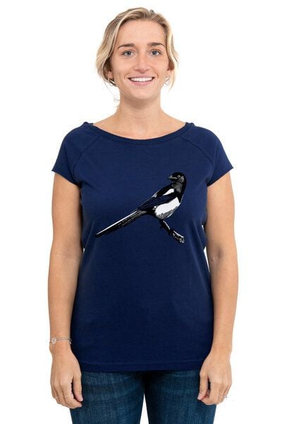 Hirschkind Fair-Trade-Frauenshirt "Elster" medieval blue - Made in Kenia von Hirschkind