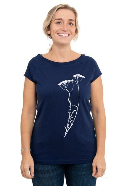 Hirschkind Fair-Trade-Frauenshirt "Schafgarbe" medieval blue - Made in Kenia von Hirschkind