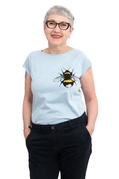 Hirschkind Fair-Trade-Frauenshirt mit Raglanärmeln "Erdhummel" - Made in Kenia - hellgrau von Hirschkind