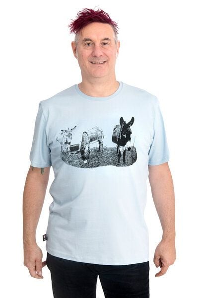 Hirschkind Fair-Trade-Männershirt "Eselcombo" - Made in Kenia - hellgrau von Hirschkind