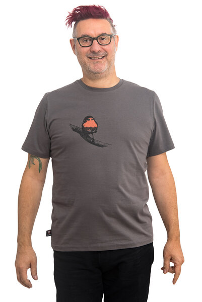 Hirschkind Fair-Trade-Männershirt "Rotkehlchen" - Made in Kenia - dunkelgrau von Hirschkind
