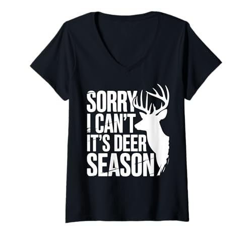 Damen Sorry I Can't It's Deer Season T-Shirt mit V-Ausschnitt Damen Sorry I Can't It's Deer Season T-Shirt mit V-Ausschnitt von Hirschsaison Jagdsaison Jäger Tierwelt