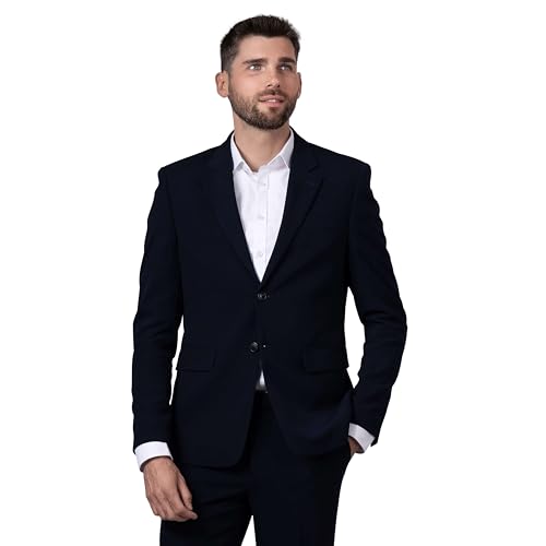 Hirschthal Business Anzugsakko Herren 2-Knopf Sakko Regular Fit - mit Kleidersack - Sakko Dunkelblau 66 von Hirschthal
