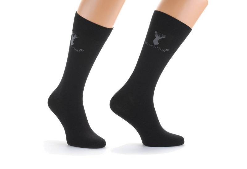 Hirschthal Businesssocken 4, 8, 12 Paar Herren Business Socken Freizeitsocken Basicsocken (Box, 5-Paar) mit klassischem eingestricktem Logoschriftzug von Hirschthal