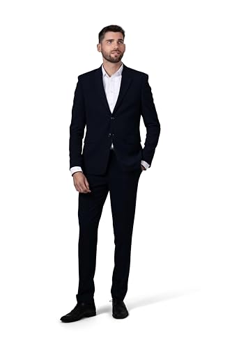 Hirschthal Herren 2-TLG. Business Anzug Regular Fit - Anzughose & Sakko - mit Kleidersack - Dunkelblau Kurzgröße 26 von Hirschthal