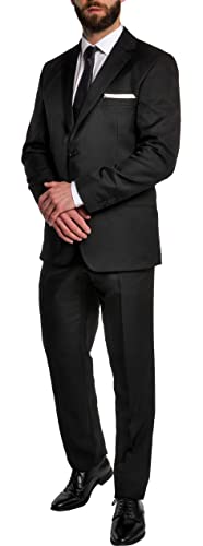 Hirschthal Herren Anzug Regular Fit 2-teilig Sakko und Anzughose Schwarz Langgröße 110 von Hirschthal