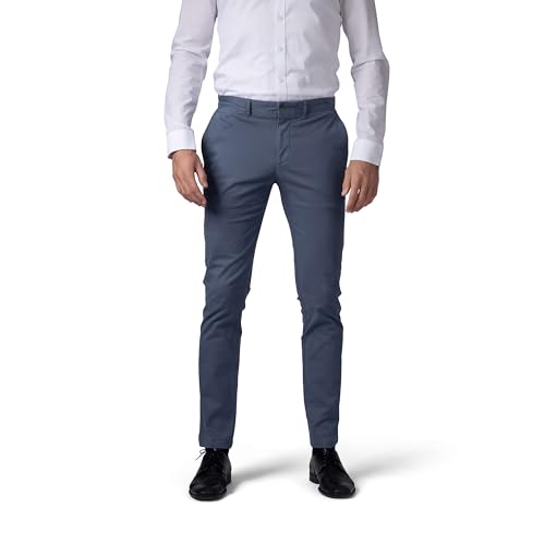 Hirschthal Herren Chino Hose Herrenhose Casual mit Stretch Slim-Fit - Rauchblau W31/L30 von Hirschthal