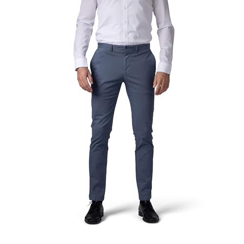 Hirschthal Herren Chino Hose Herrenhose Casual mit Stretch Slim-Fit - Rauchblau W32/L34 von Hirschthal
