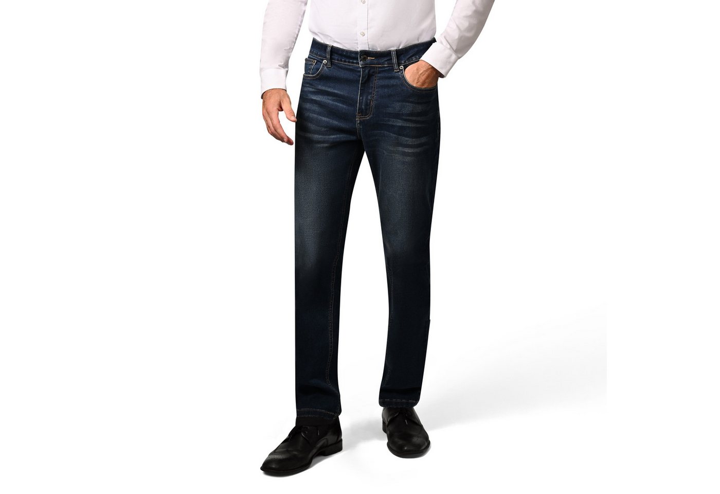 Hirschthal Regular-fit-Jeans Herren Jeans Dunkelblaue Denim Jeans im modernen Regular Fit mit Stretch von Hirschthal