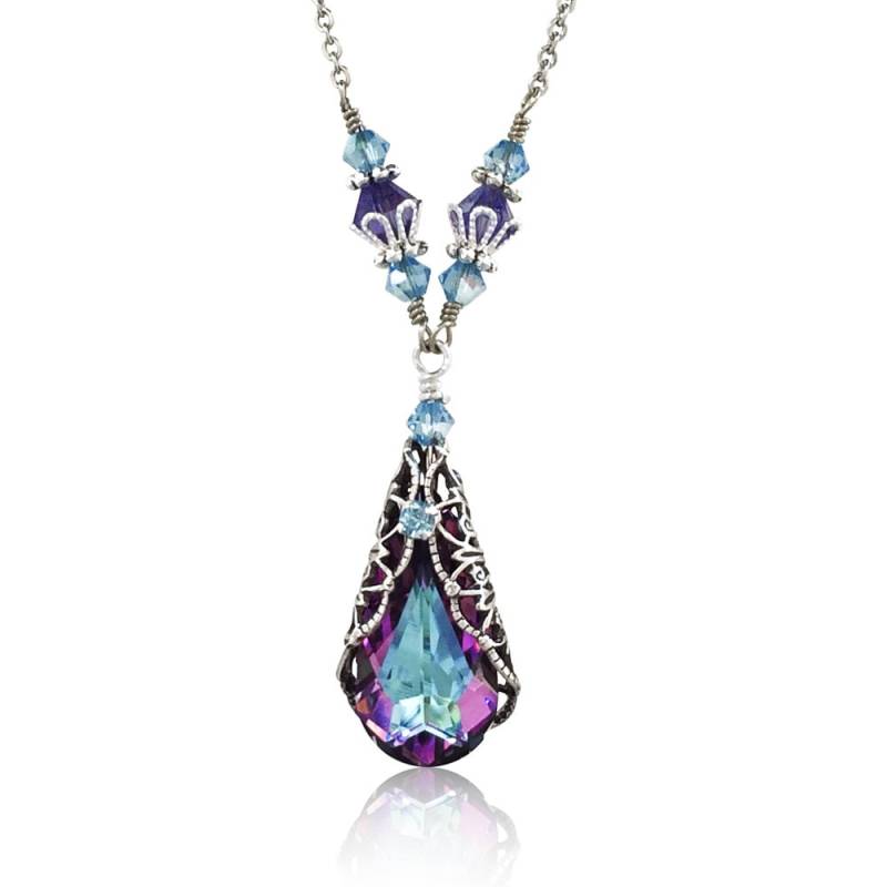 Vitrail Light Teardrop Anhänger Kristall Halskette Schmuck Für Frauen Geschenk Sie von HisJewelsCreations