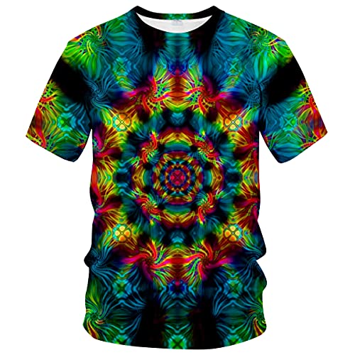 Hisayhe Trippy Psychedelic T-Shirt Herren 3D Cool Graphic Kurzarm Tees Top - - Groß von Hisayhe