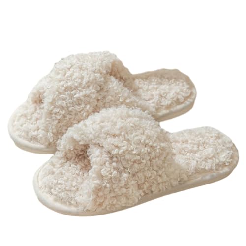 Hiseng Damen Hausschuhe Winter Plüsch Slippers Pantoffeln Frauen Bequeme Normaler Stil Slippers Warme Flauschige Hausschuhe Indoor, Rutschfeste Leichte Weiche Pantoffeln Zuhause von Hiseng