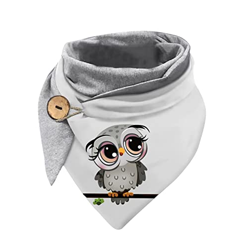 Hiseng Damen Schals Groß Dreieck Winter Dreieckstuch Eule Drucken Warmer Button Knopf Karoschal Winterschal Herbstschal Lieblingsschal Scarf Soft Wrap Lange Stola von Hiseng
