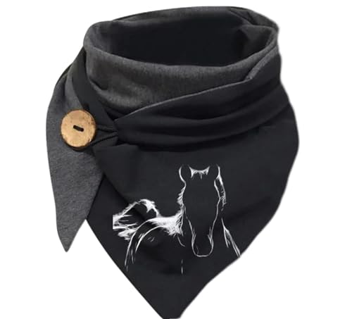 Hiseng Damen Schals Groß Dreieck Winter Dreieckstuch Tier Drucken Warmer Button Knopf Karoschal Winterschal Herbstschal Lieblingsschal Scarf Soft Wrap Lange Stola von Hiseng