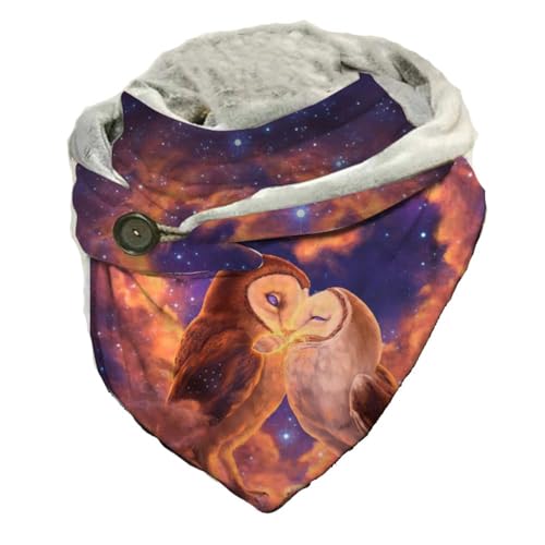 Hiseng Damen Schals Groß Dreieck Winter Dreieckstuch Tier Drucken Warmer Button Knopf Winterschal Herbstschal Lieblingsschal Scarf Soft Wrap Lange Stola (Eule) von Hiseng