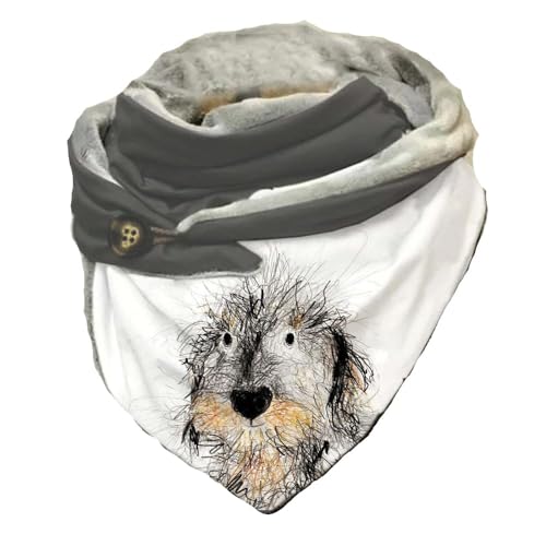 Hiseng Damen Schals Groß Dreieck Winter Dreieckstuch Tier Drucken Warmer Button Knopf Winterschal Herbstschal Lieblingsschal Scarf Soft Wrap Lange Stola (Hund 2) von Hiseng