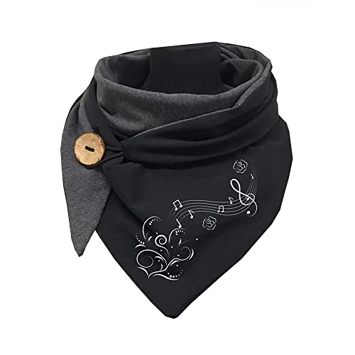 Hiseng Damen Schals Groß Dreieck Winter Dreieckstuch Warmer Button Lieblingsschal Scarf Fransen Knopf Karoschal Poncho Soft Wrap Lange Stola Fransen Poncho (135-175cm,Schwarze Notiz) von Hiseng