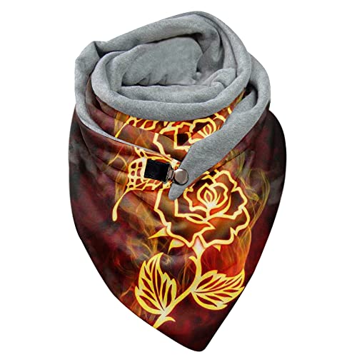 Hiseng Damen Schals Groß Dreieck Winter Dreieckstuch Warmer Button Lieblingsschal Scarf Fransen Knopf Karoschal Poncho Soft Wrap Lange Stola Fransen Poncho (155x75CM,Goldene Rose) von Hiseng