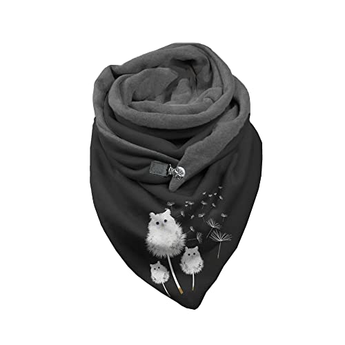 Hiseng Damen Schals Groß Dreieck Winter Dreieckstuch Warmer Button Lieblingsschal Scarf Fransen Knopf Karoschal Poncho Soft Wrap Lange Stola Fransen Poncho (165x90cm,Hamster) von Hiseng