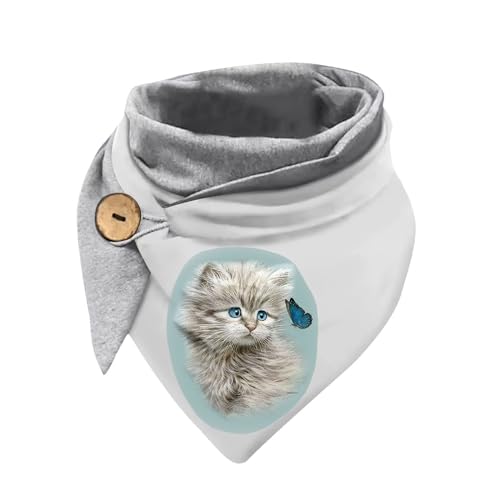 Hiseng Damen Schals Mit Knöpfen, Katze Winter Schals für Damen Elegant Groß Dreieckstuch Warmer Herbstschal mit Button Valentinstag Ein Weicher Farbe Schal von Hiseng