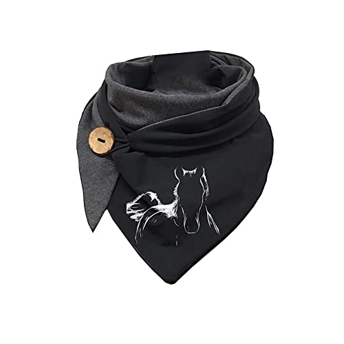 Hiseng Damen Schals Groß Dreieck Winter Dreieckstuch Warmer Button Lieblingsschal Scarf Fransen Knopf Karoschal Poncho Soft Wrap Lange Stola Fransen Poncho (Dunkles Pferd,135-175cm) von Hiseng