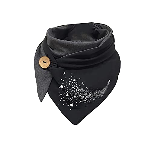 Hiseng Damen Schals Groß Dreieck Winter Dreieckstuch Warmer Button Lieblingsschal Scarf Fransen Knopf Karoschal Poncho Soft Wrap Lange Stola Fransen Poncho (Stern,135-175cm) von Hiseng